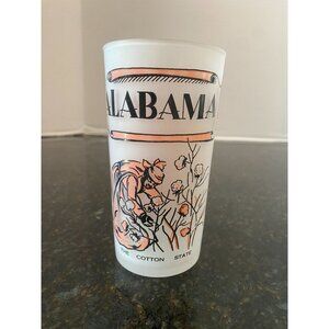 Hazel Atlas "" Frosted "Alabama Cotton State" Souvenir Glass
